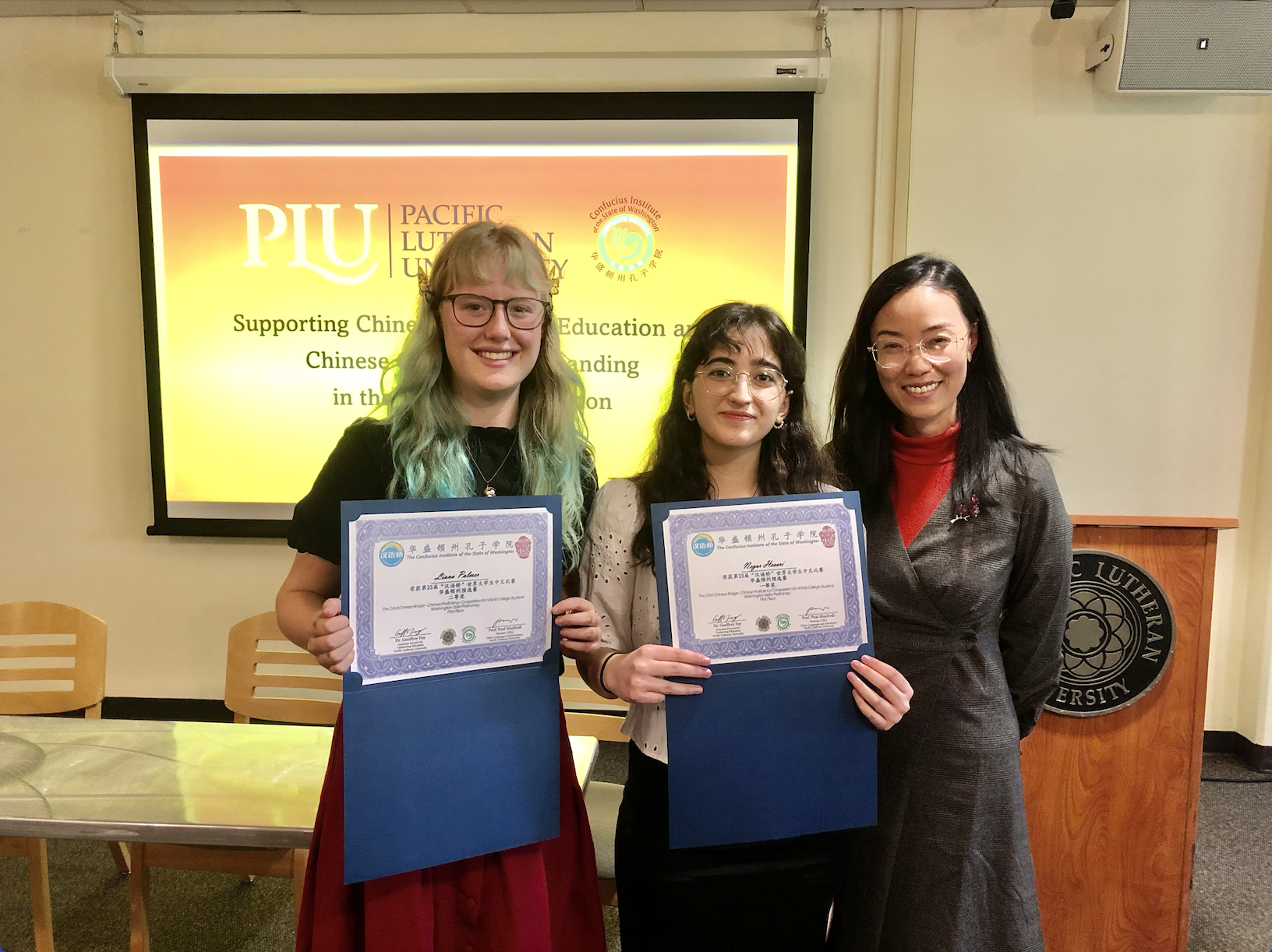 Liana, Lilly, and Prof. Liu