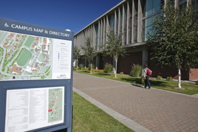 The Western Campus directory with Academic Instructional West in the background
