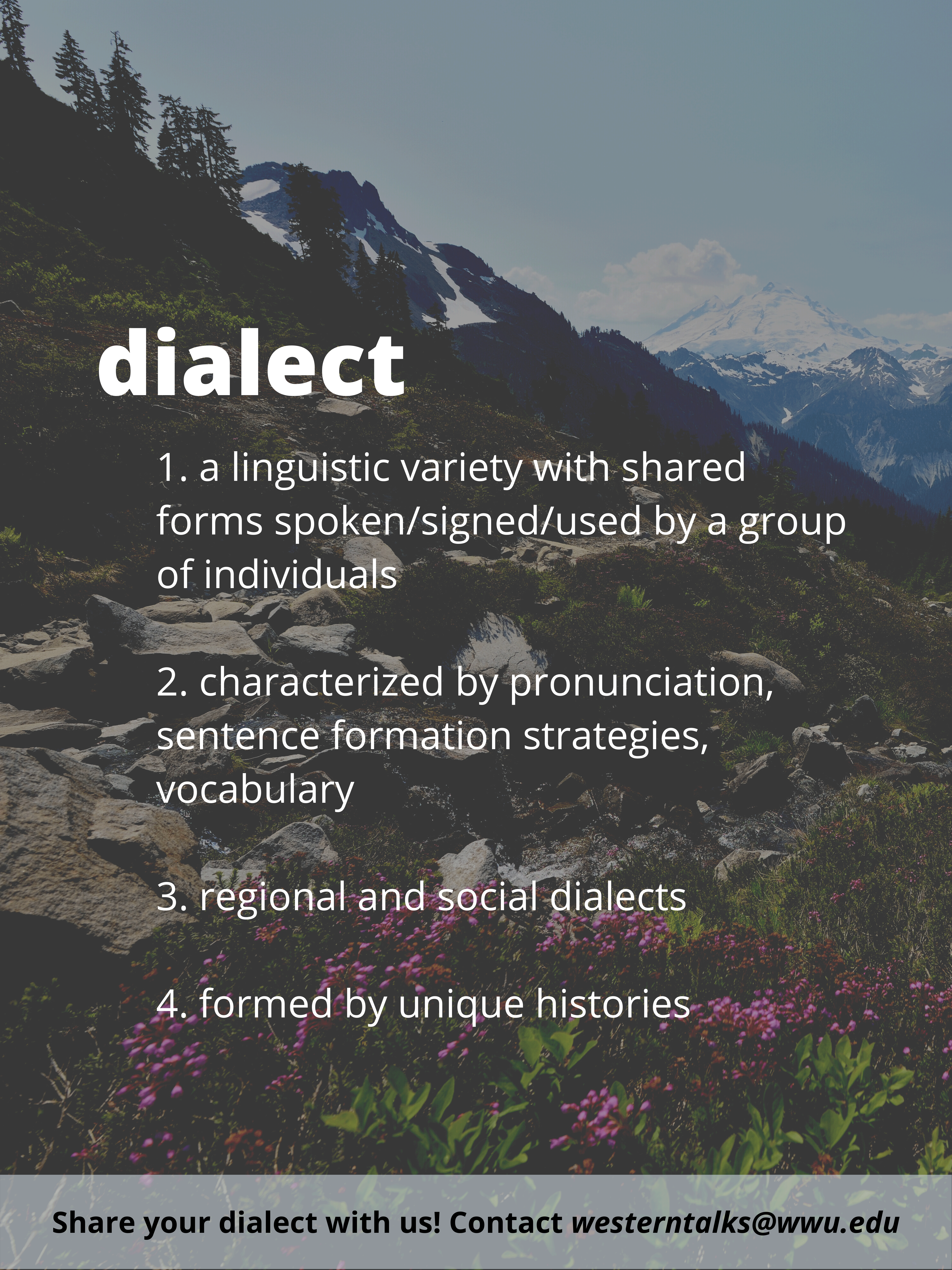 Linguistics Poster. Definition of dialect. See page for full description.