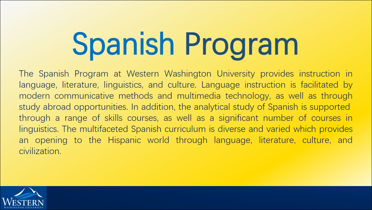 Spanish Program Introduction and Advising information
