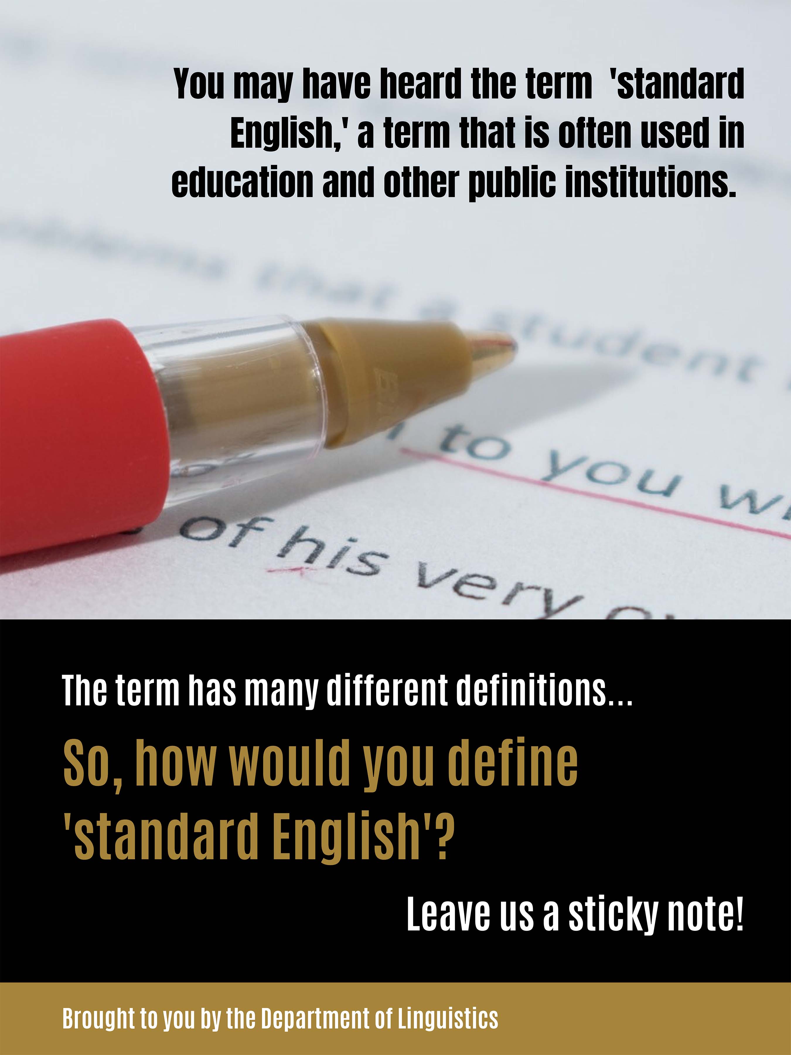 How would you define 'standard English'? Click on image to see full description.