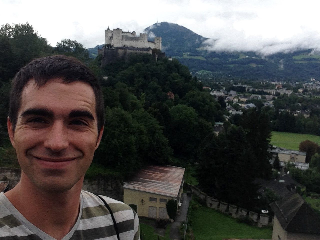 selfie photo in front of the Hohensalzburg Castle in Salzburg, Austria.
