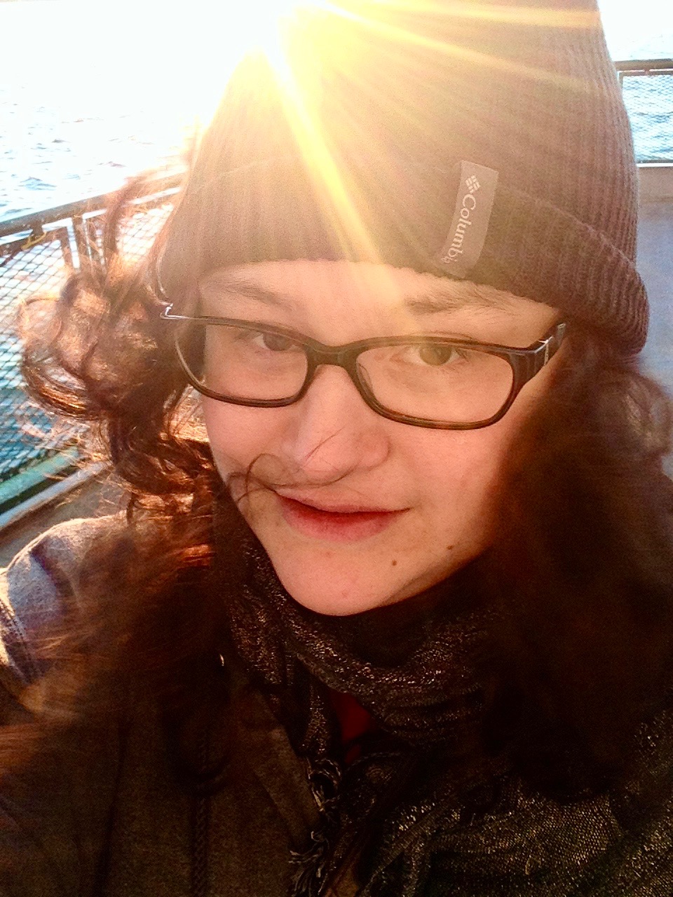 Margo Lamy takes a selfie at sea.