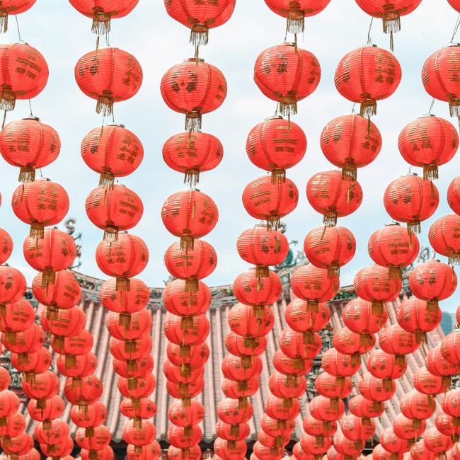 Rows of red Chinese Lanterns
