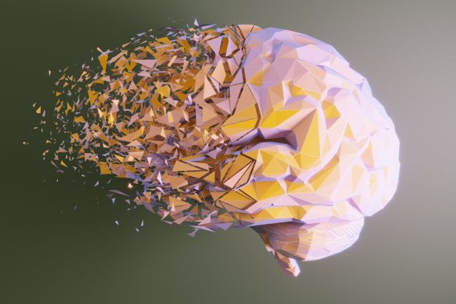 Fractal image of a brain disintegrating as a metaphor for Alzheimer&#039;s Disease.