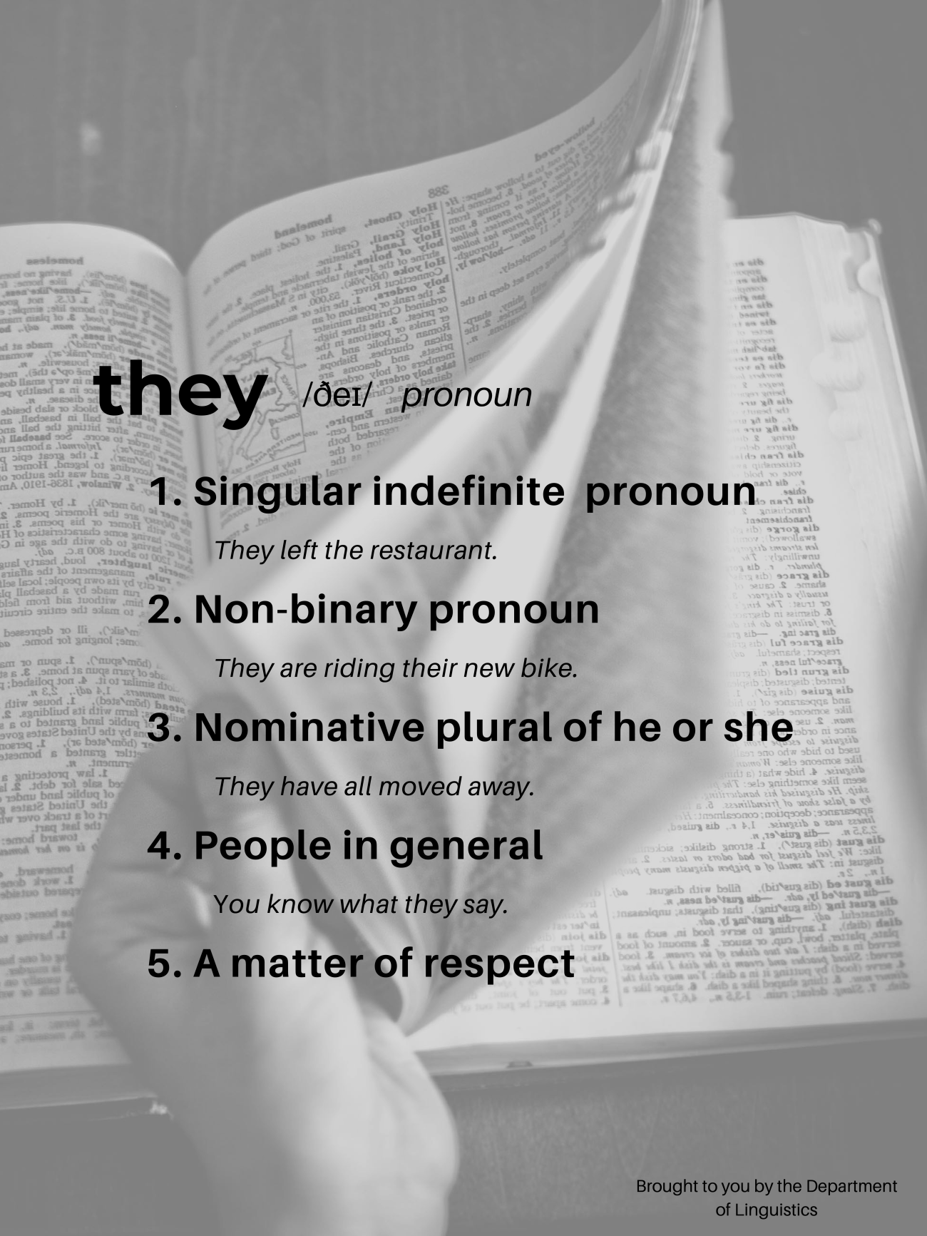 Linguistics Poster. Definition of 'they.' See website for full description.